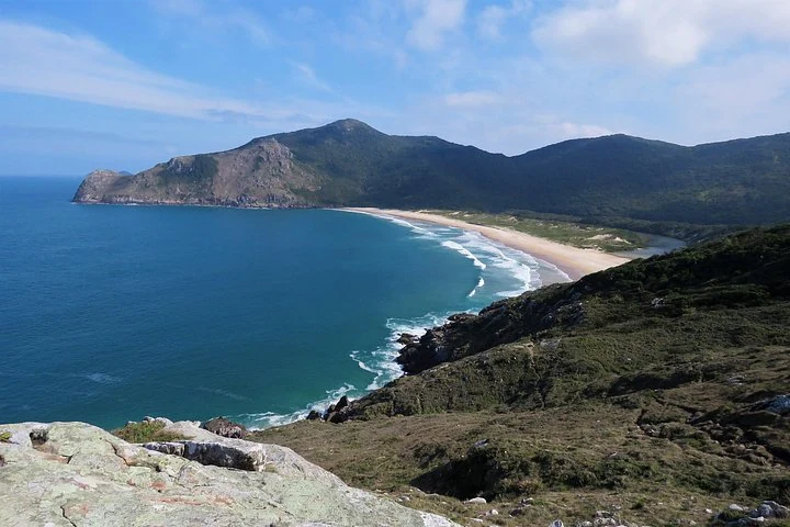 Panoramic view of Lagoinha do Leste beach from the trail
