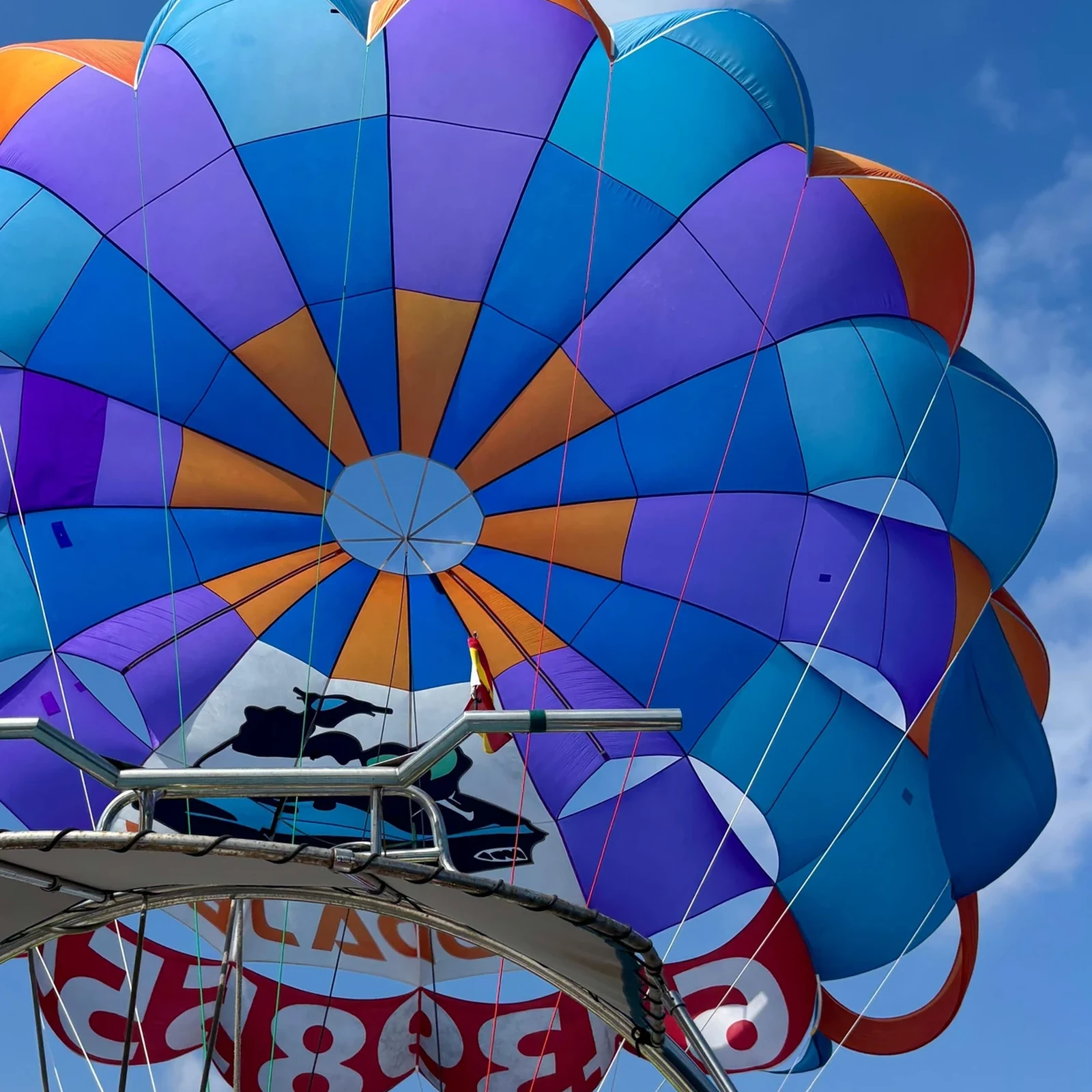 Parasailing over the Mediterranean in Benidorm