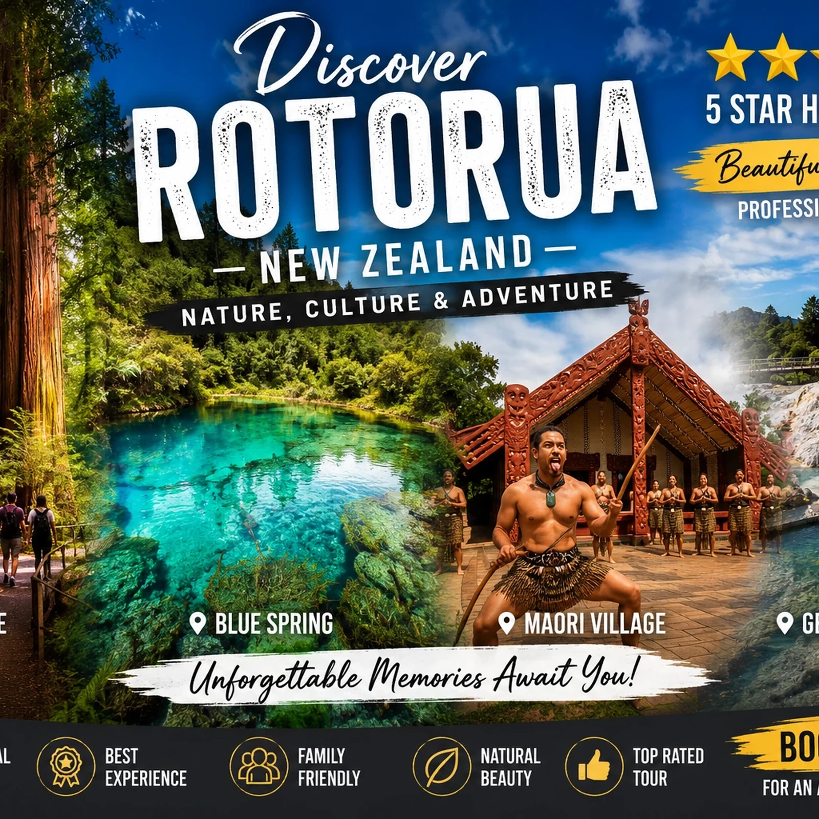 Explore Rotorua from Auckland with private transport and an adaptable route