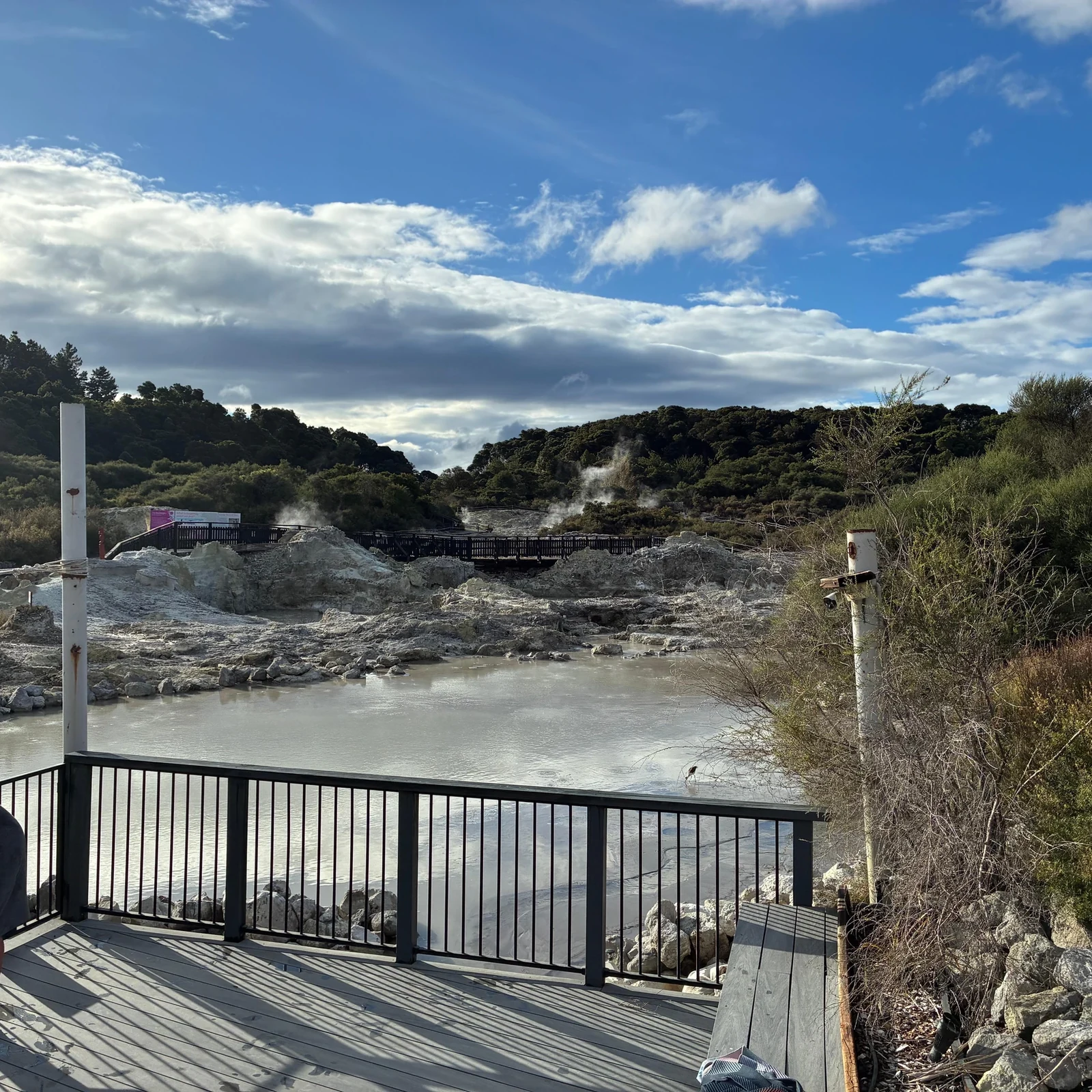 Geothermal mud, sulphur water and a cold contrast at Hells Gate