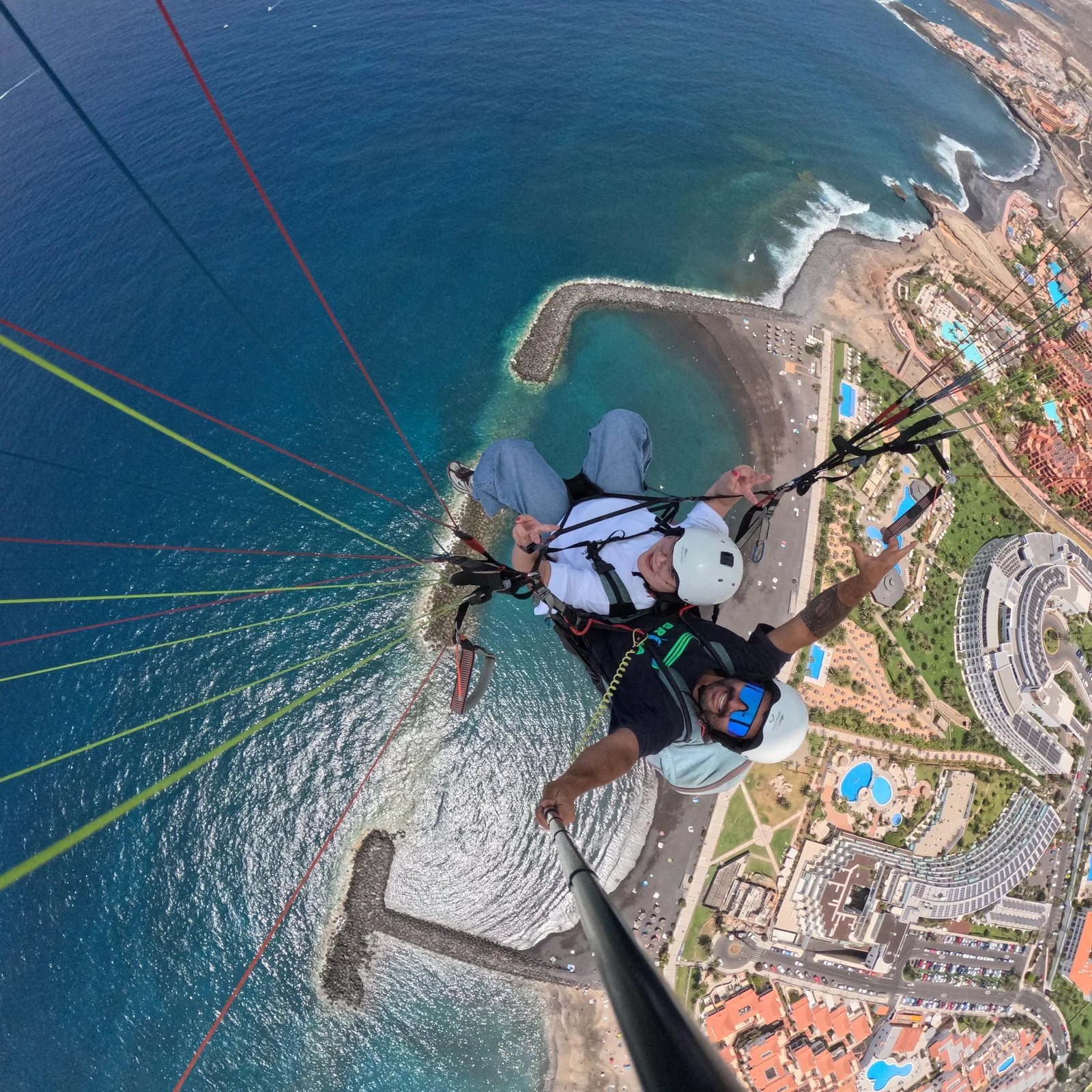 Fly above the mountains and coast of southern Tenerife