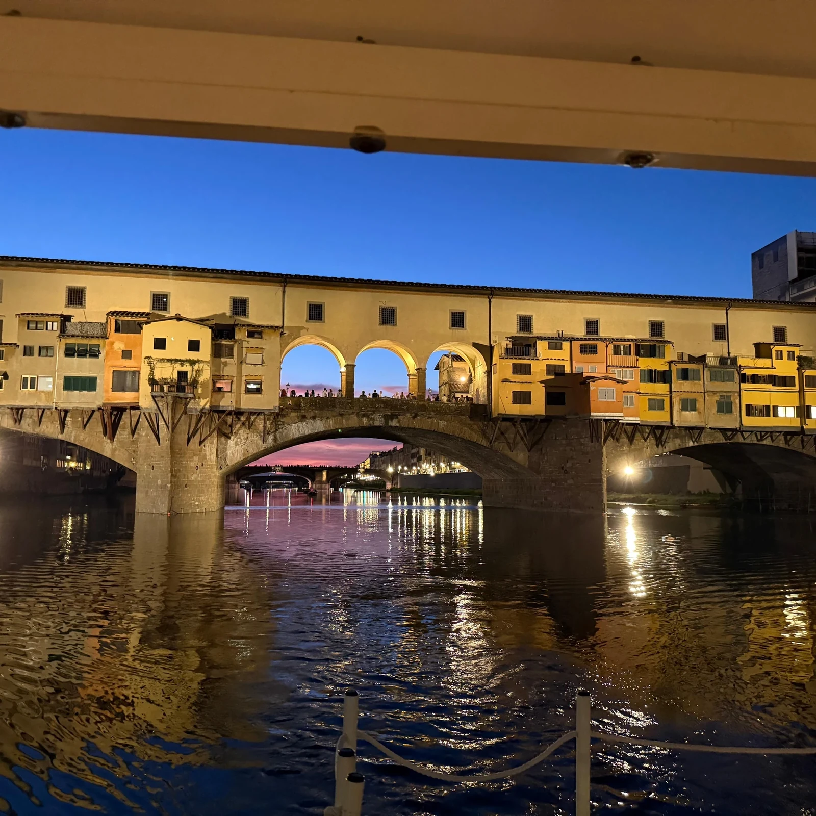 Florence’s bridges from the Arno, with live music