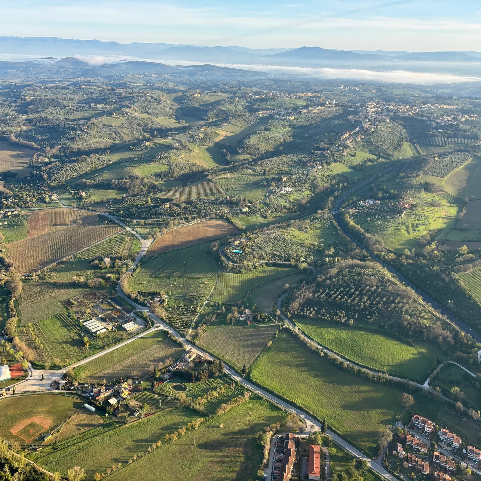 La Toscane vue d’une montgolfière