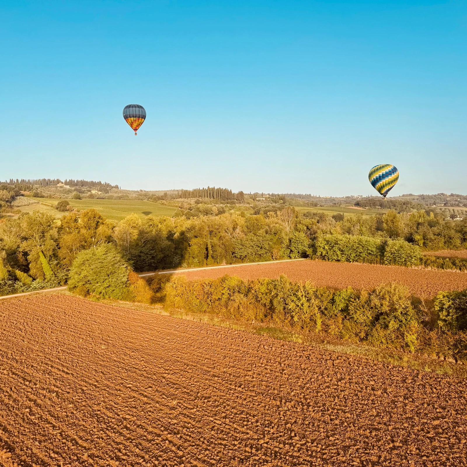 La Toscane vue d’une montgolfière