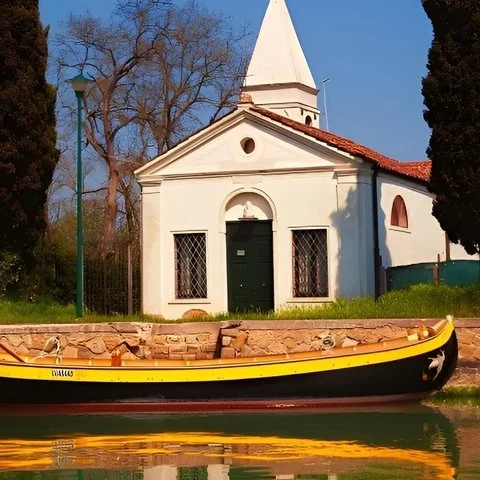 Venedig im Bragozzo bei Sonnenuntergang