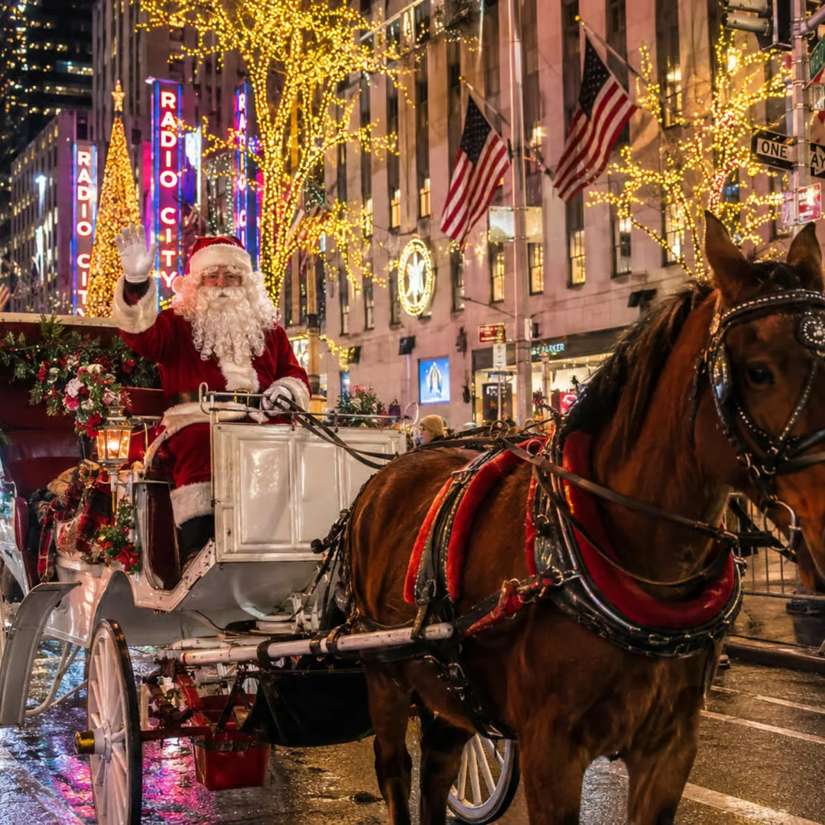 Paseo en carruaje Navidad Nueva York con cena y luces festivas
