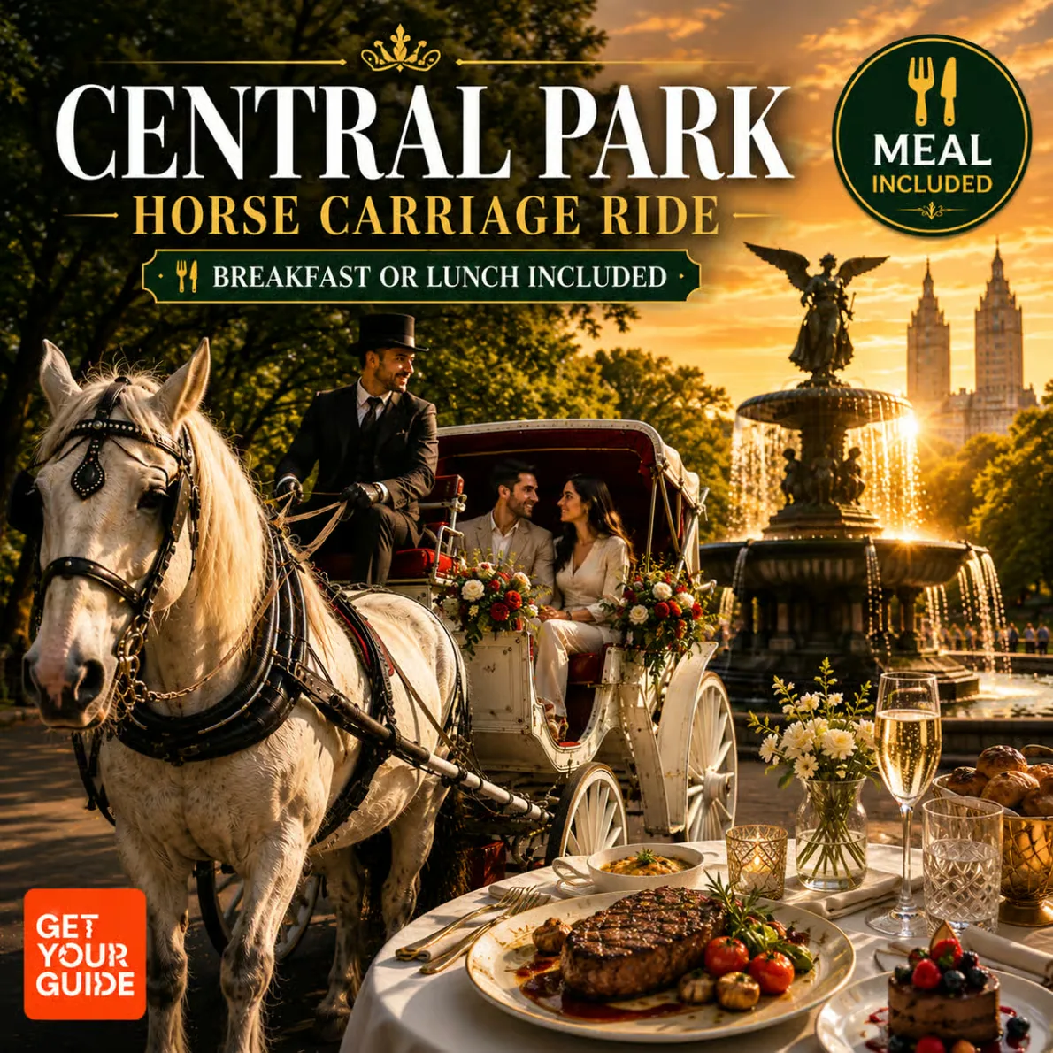 Paseo en carruaje Central Park con almuerzo y ruta privada