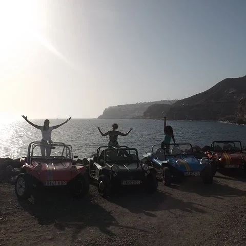 La côte et les canyons à bord d'un buggy classique