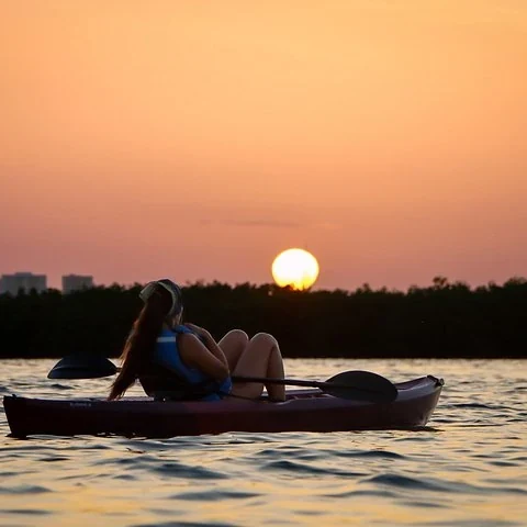 Kajak, Mangroven und Sonnenuntergang in Cancún