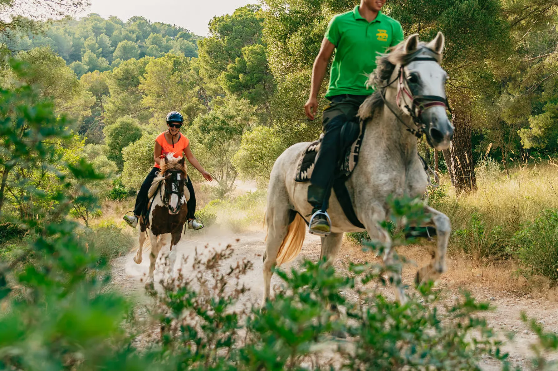 Horse riding in Alcudia Mallorca through quiet countryside