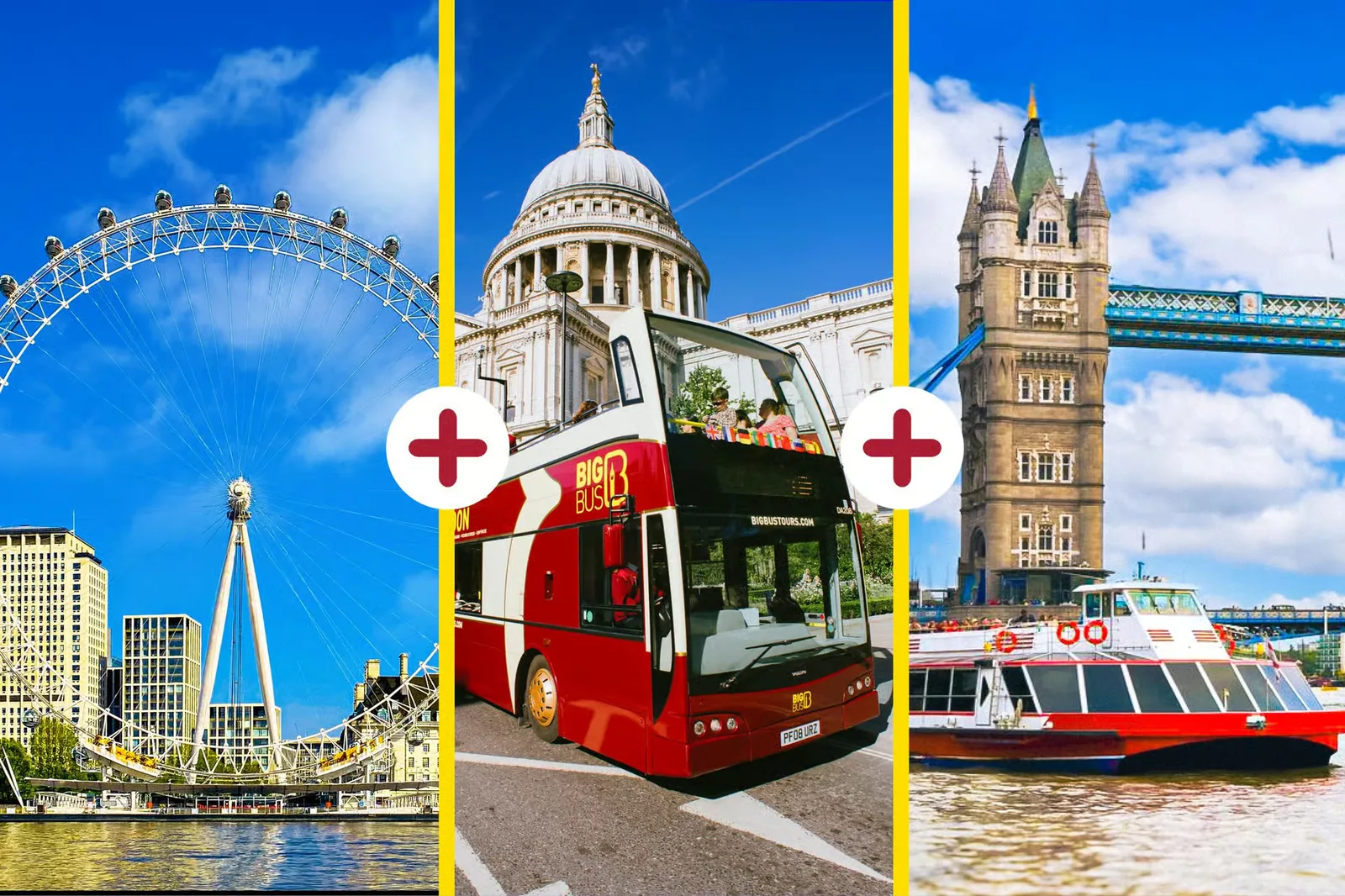 London Eye avec croisière sur la Tamise et bus touristique à Londres