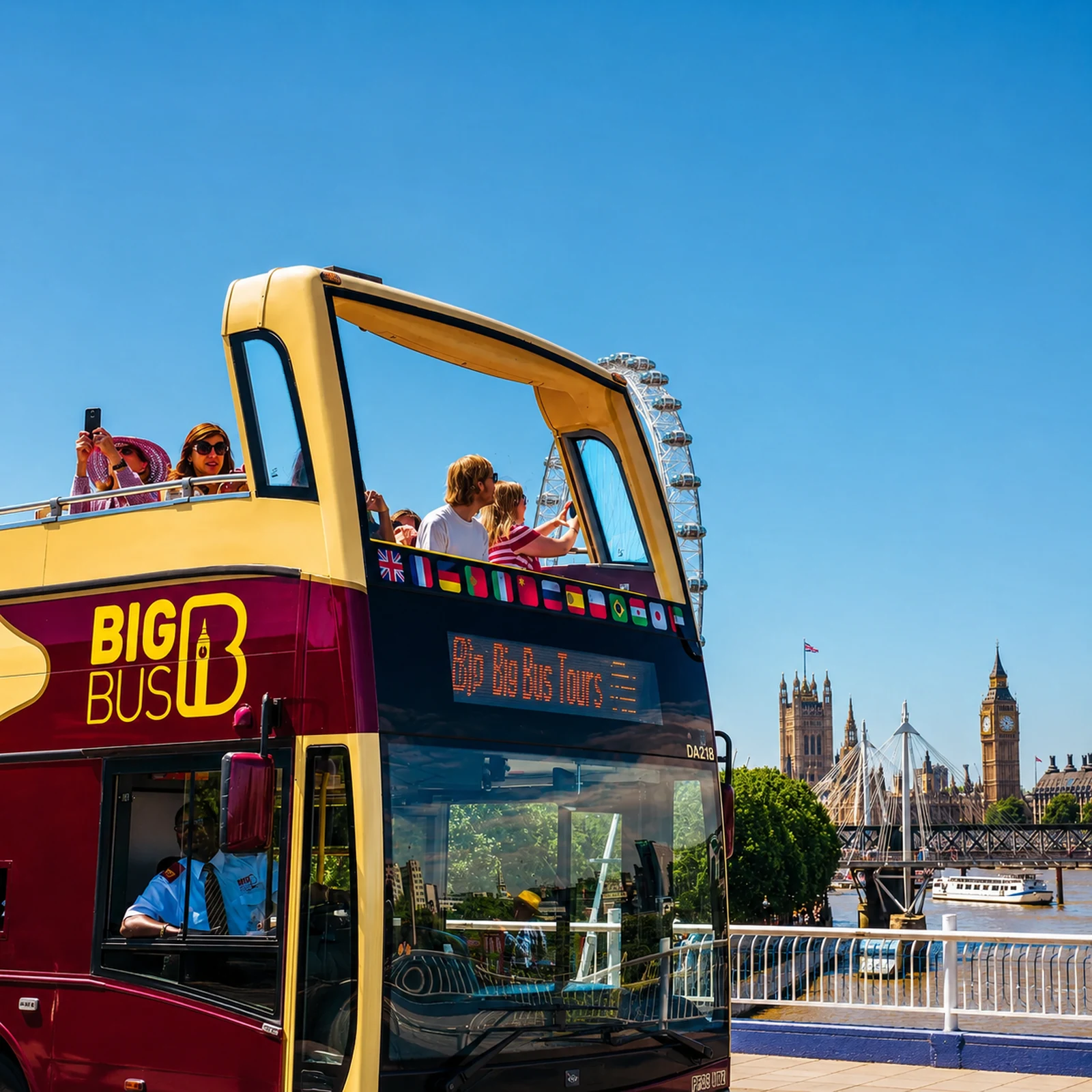 London Eye avec croisière sur la Tamise et bus touristique à Londres