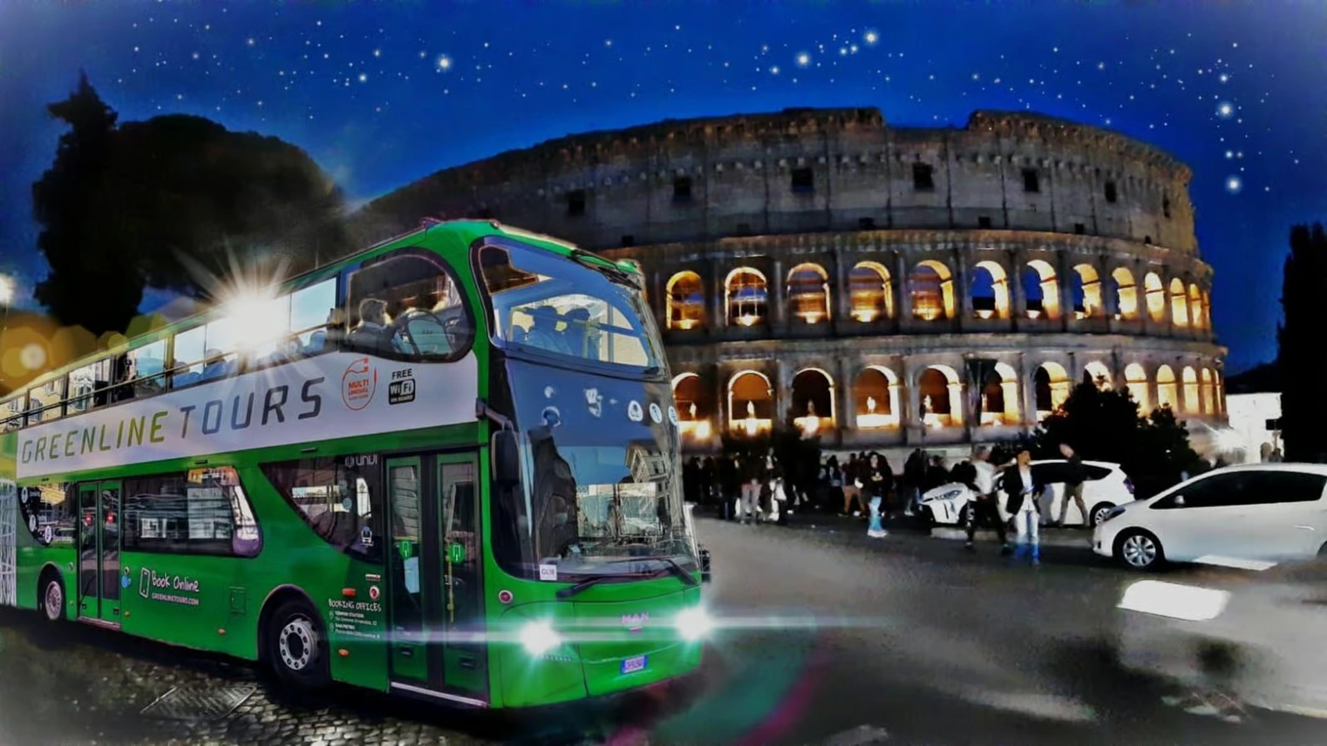 Visite nocturne de Rome en bus découvert