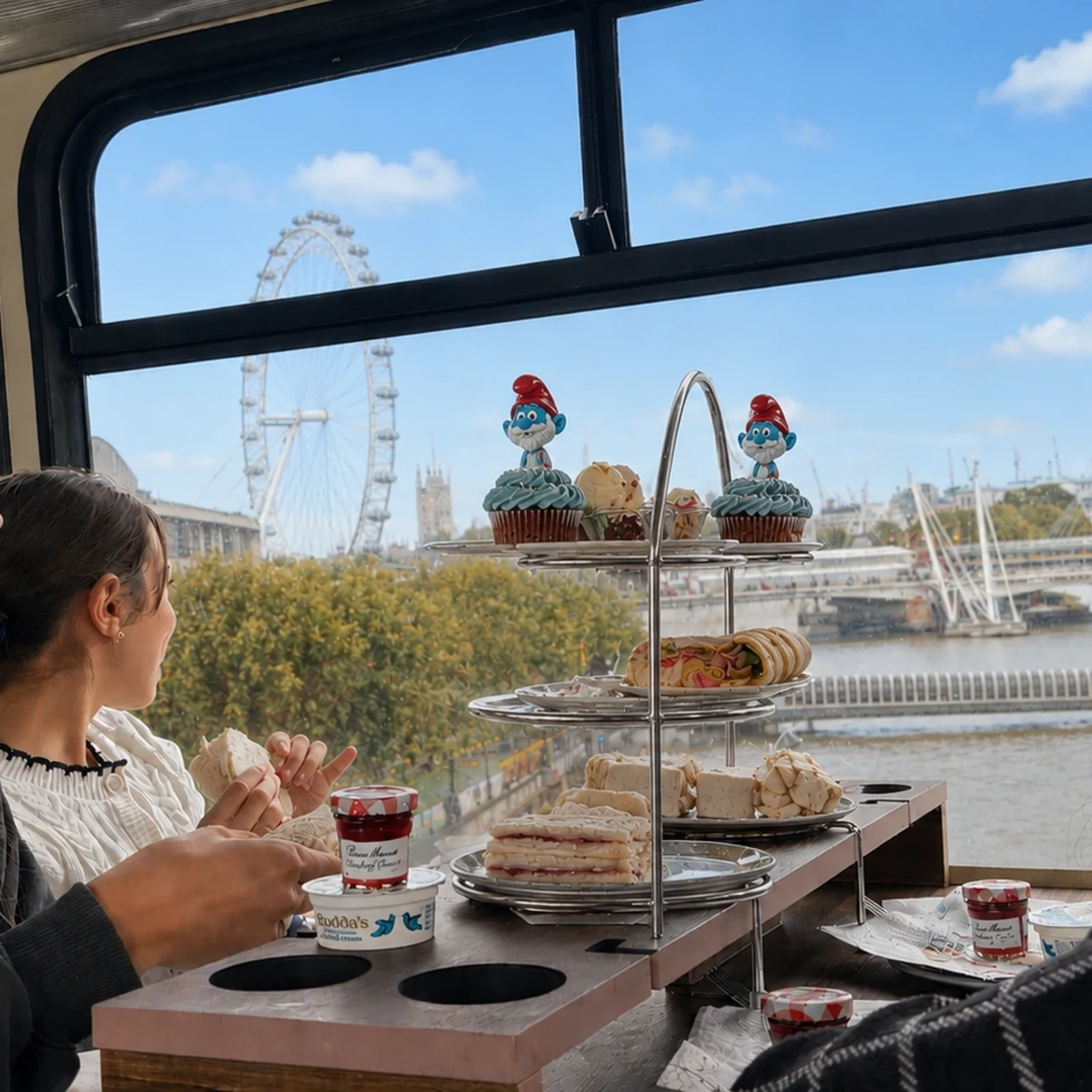 Goûter des Schtroumpfs en bus à Londres avec vue panoramique