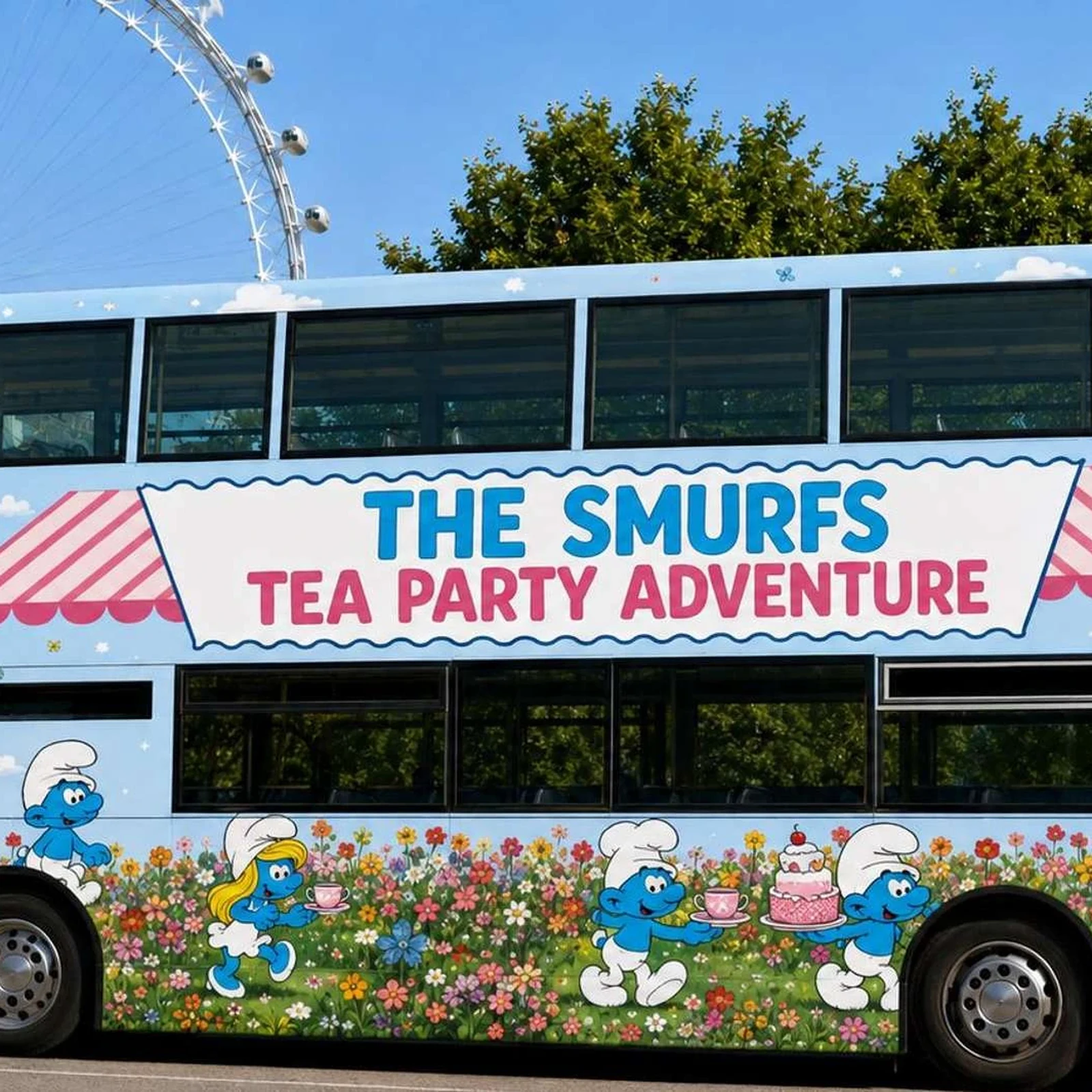 Goûter des Schtroumpfs en bus à Londres avec vue panoramique
